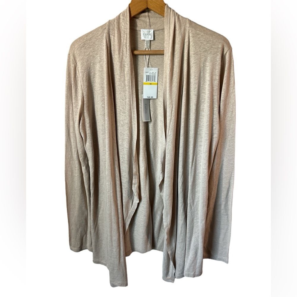 NWT Cupid draped open cardigan in size medium Haygrass linen blend staple